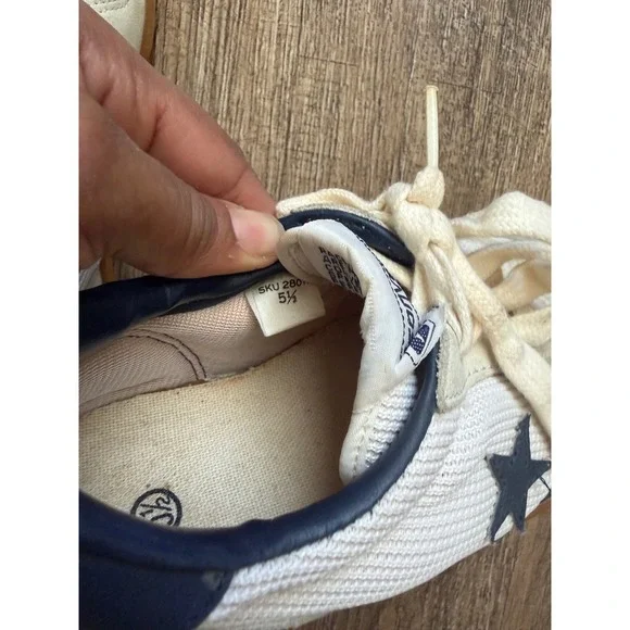 Vintage Converse Star Player Sneakers Size 5.5 Off White Navy Gum Sole Made Kore - Picture 6 of 9